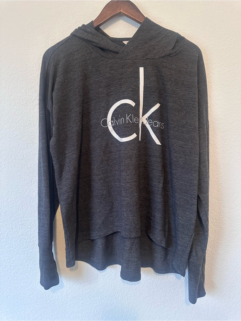 Calvin Klein Jeans Charcoal Gray CK Logo Pullover Hoodie